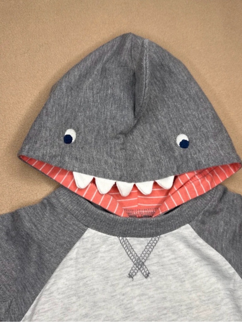 Carter's Grey Shark Baby Romper with Hoodie
